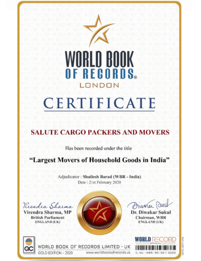 Salute Cargo Packers and Movers - WORLD BOOK OF RECORD